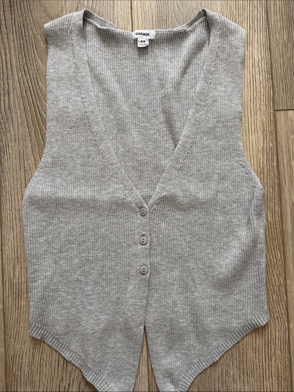 Garage grey Ribbed Button-Front Knit Vest